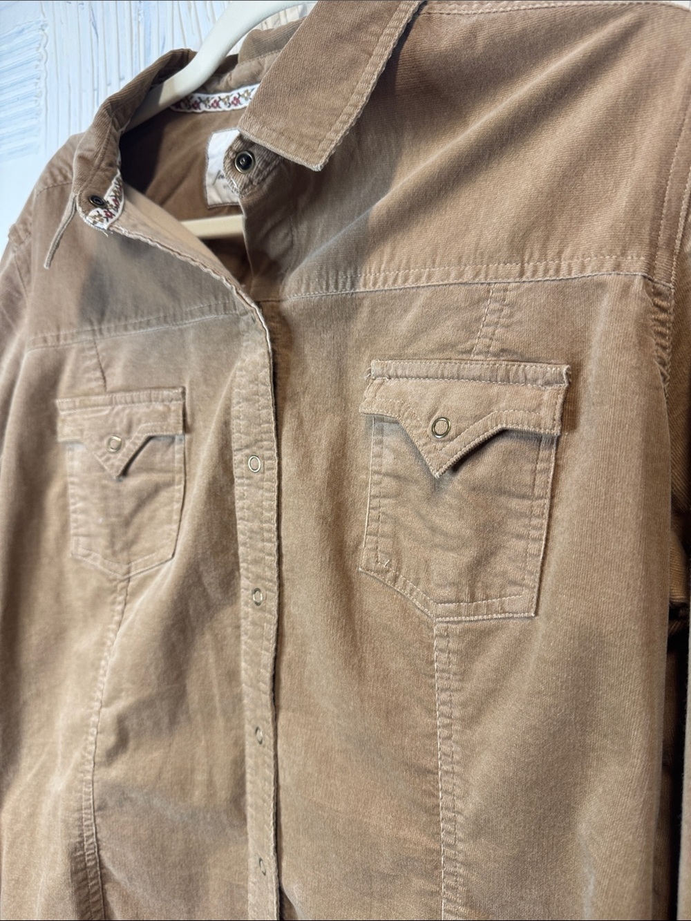 Lilu Tan Corduroy western Button-Up Shirt N0397 - Picture 3 of 6